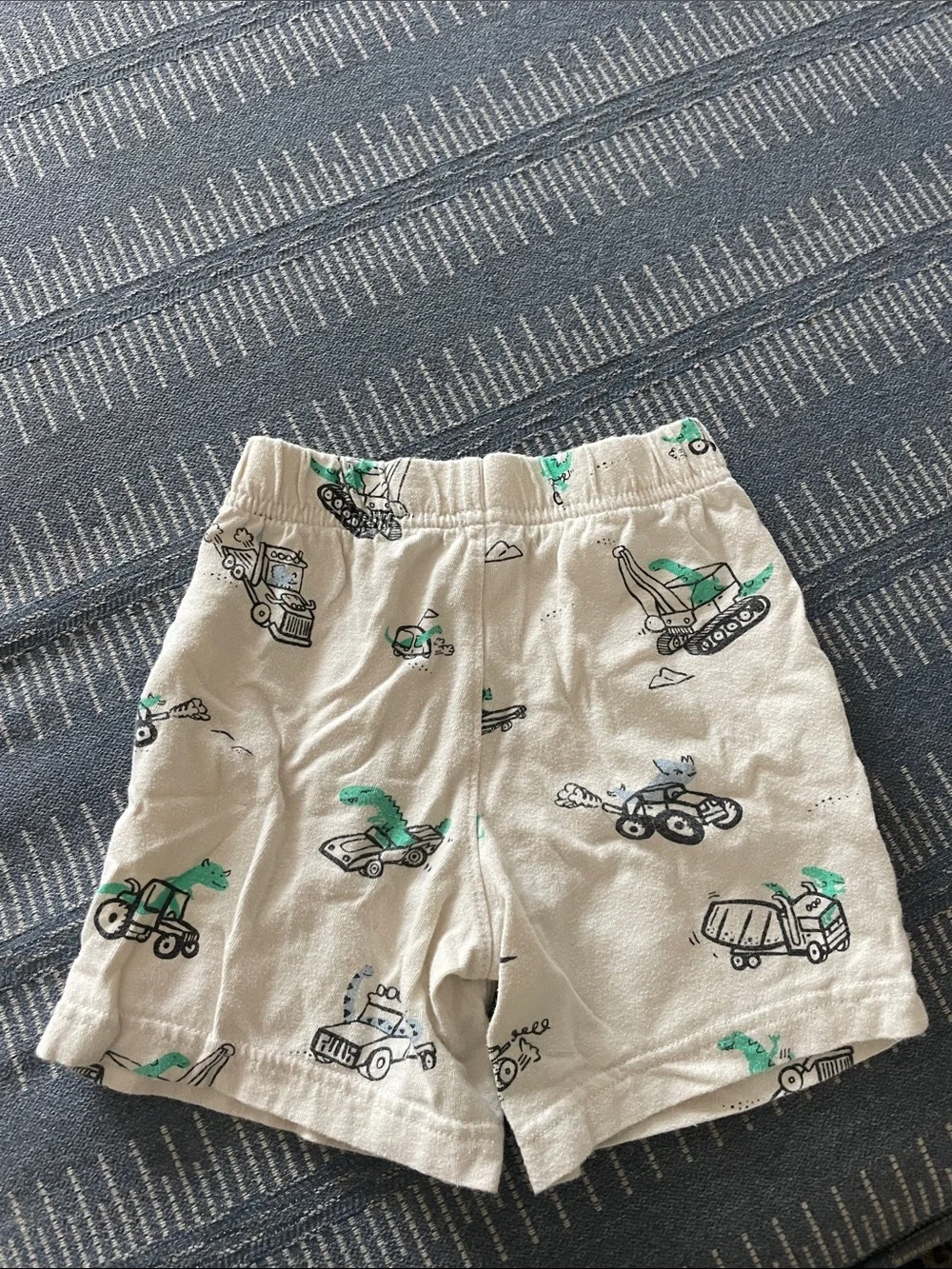 GAP Cream Kids Shorts with Green Dino & Vehicle Print